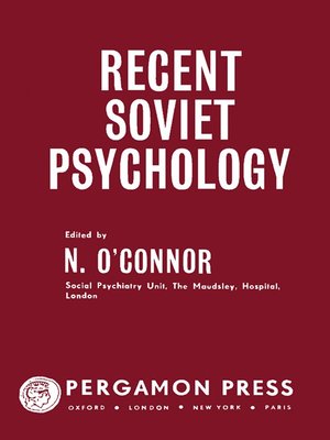 cover image of Recent Soviet Psychology